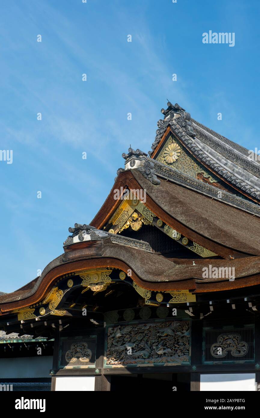Detail of the roof design of the Nijo Castle in Kyoto, Japan. Stock Photo