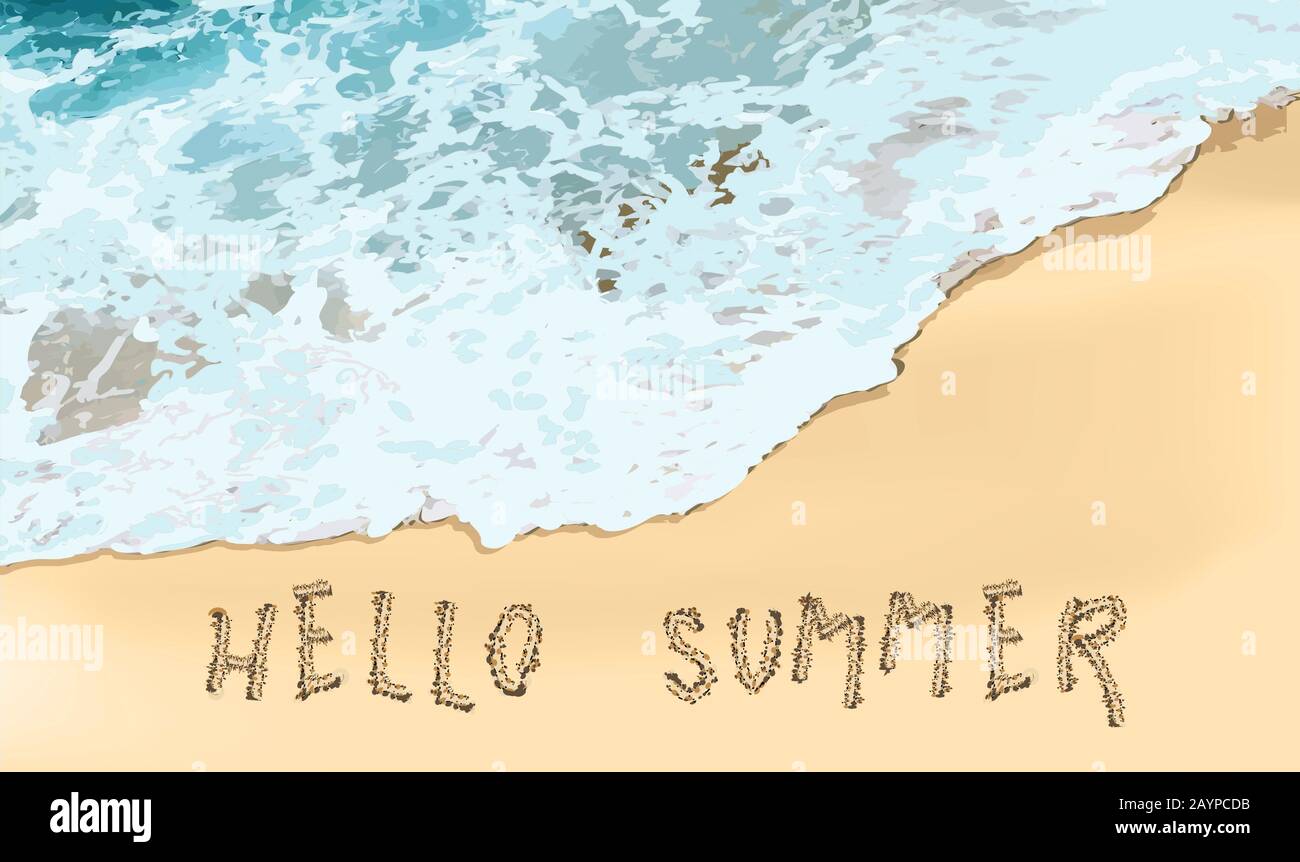 Hello Summer Realistic Ocean Waves And Beach Horizontal Banner For Advertising And Summer Discounts Poster Of A Resort Or Recreation Center Sea Stock Vector Image Art Alamy
