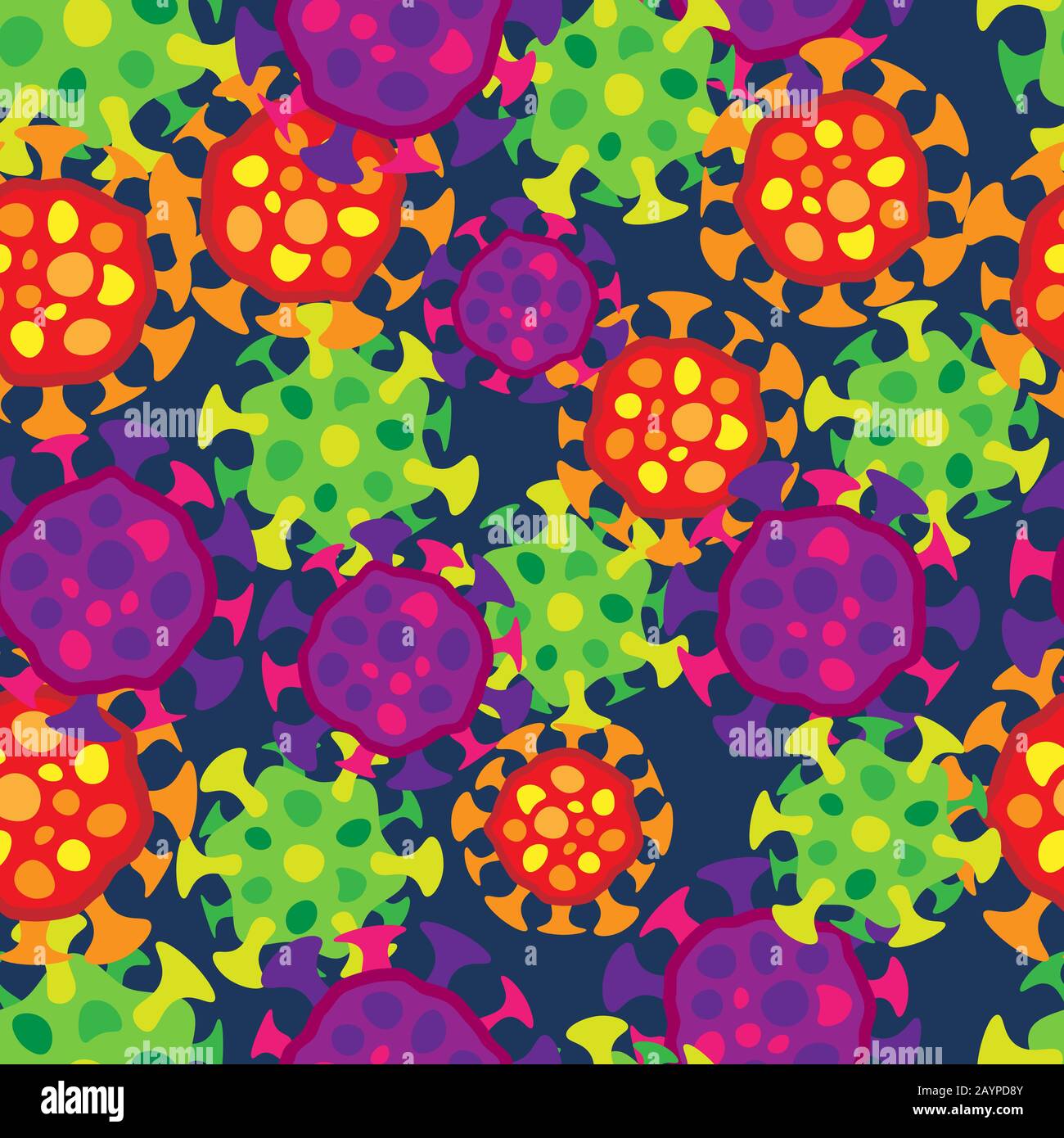 Flat simple cartoon bacterium seamless science pattern Stock Vector