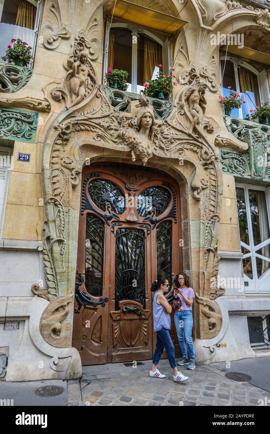 Gaudi art nouveau  Lavirotte Building in Paris, France, Europe Stock Photo