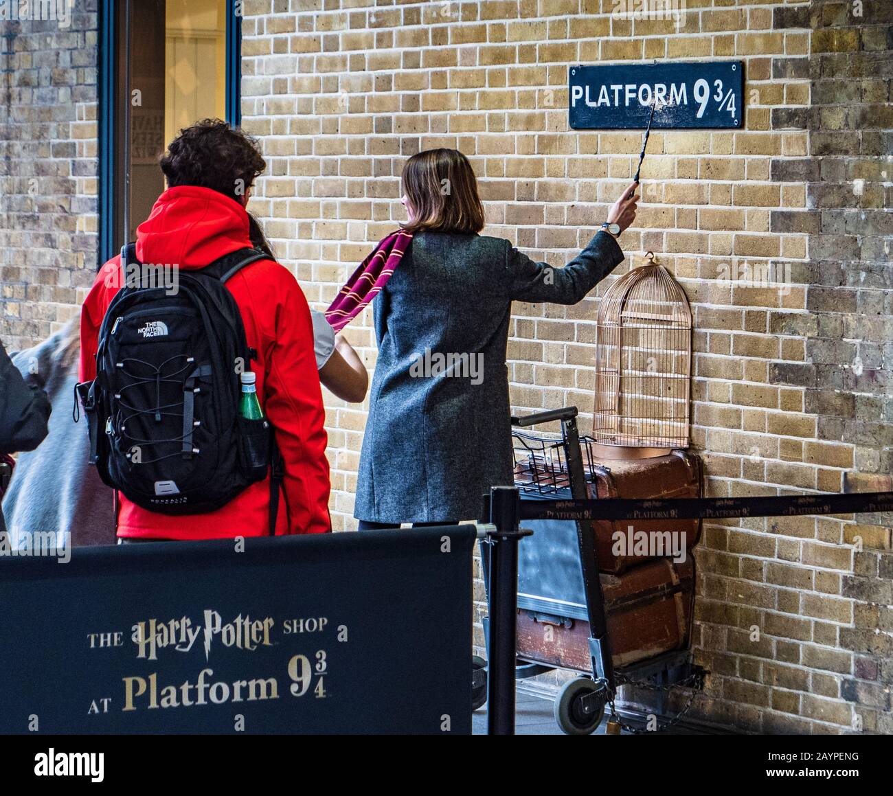 Harry Potter attractions for Platform 9 3/4 at Kings Cross Station London Stock Photo