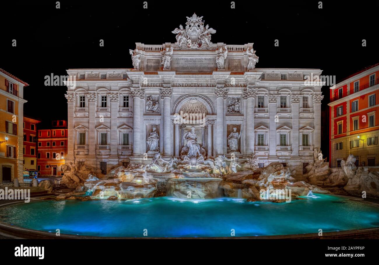 Trevi Fountain (Fontana di Trevi) at night in Rome, Italy Stock Photo ...