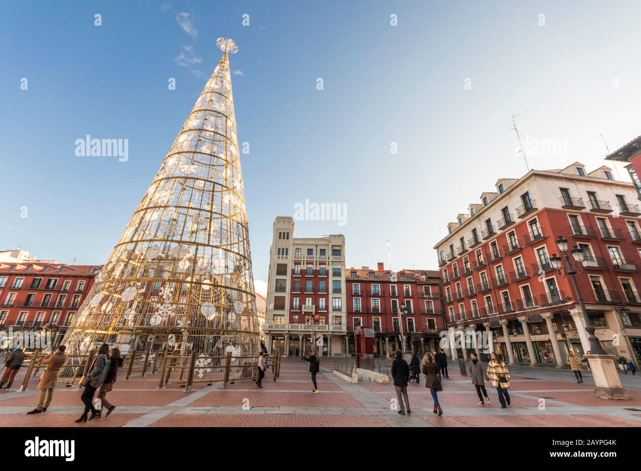 Valladolid, Spain. The Porticoes of the Plaza Mayor (Grand Market Square), first of its kind in Spain Stock Photo