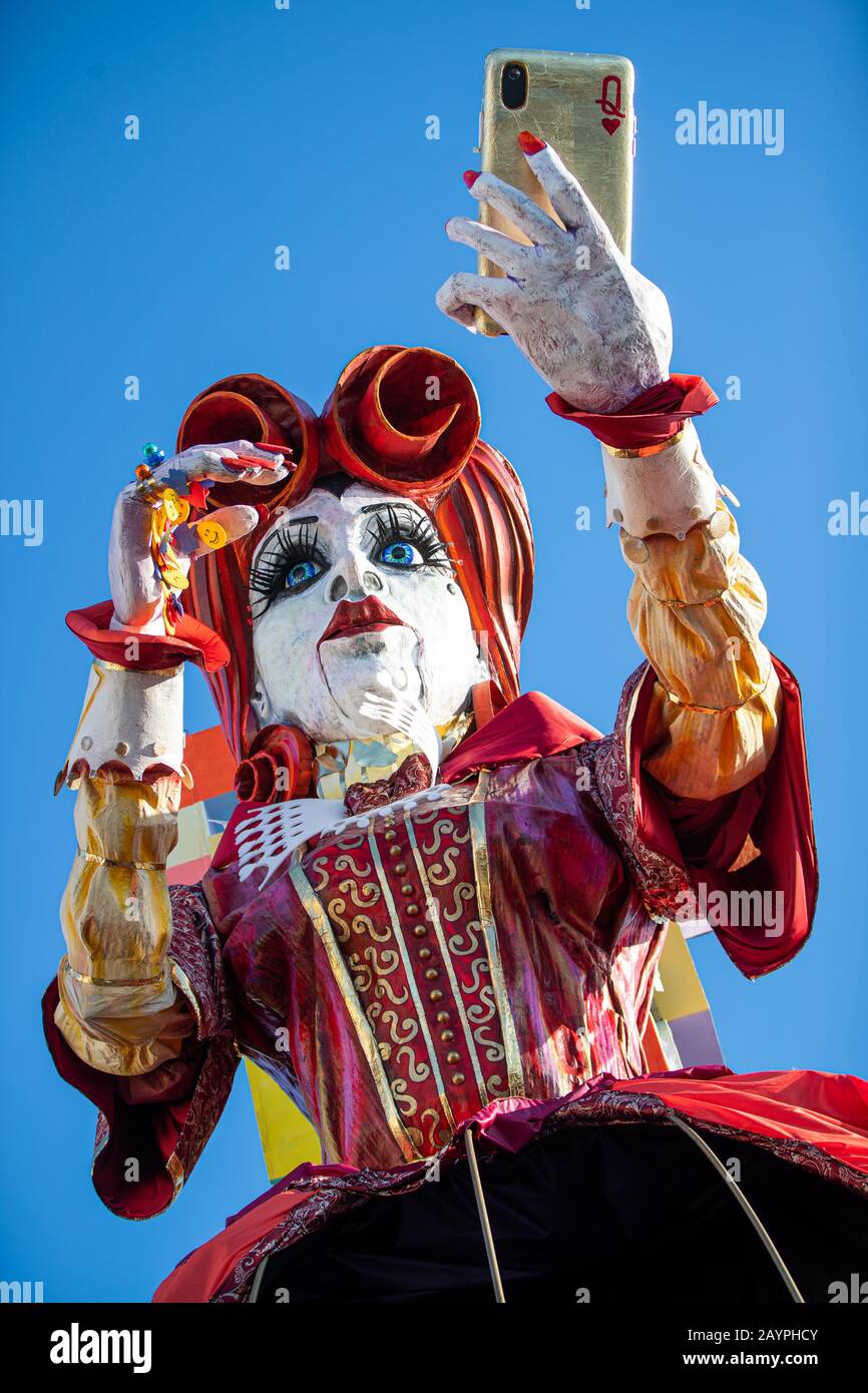 the floats of the Viareggio 2020 carnival parade along the seafront
