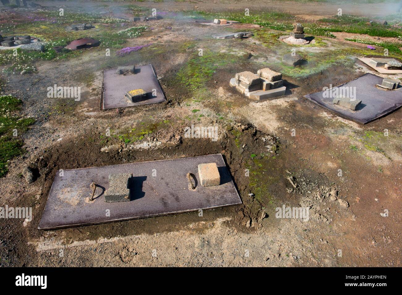 The underground ovens for rugbrauth (Icelandic Lava Bread) which is