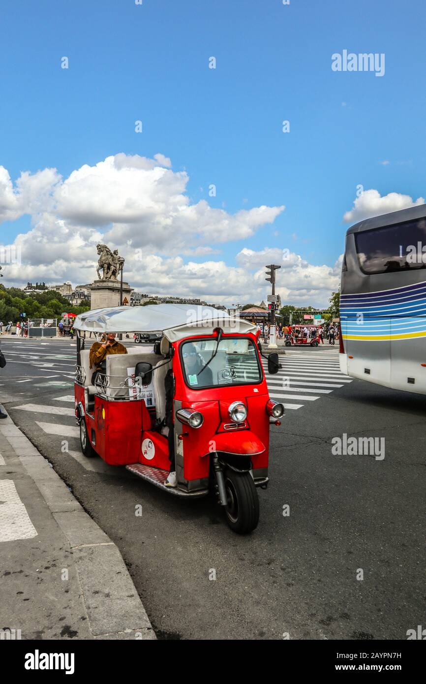 Tuk tuk auto rickshaw taxi in Paris, France, Europe Stock Photo