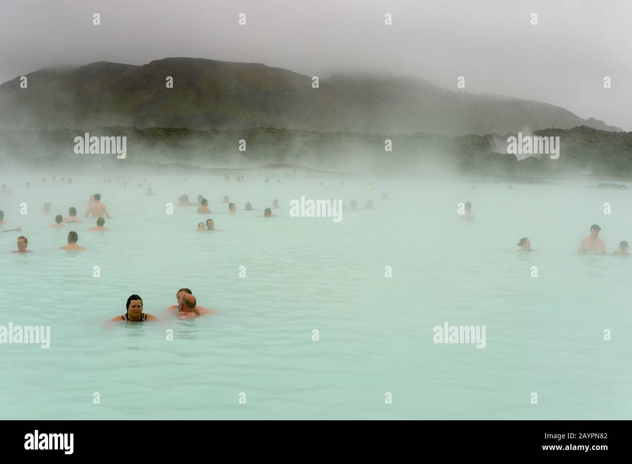 The Blue Lagoon is a geothermal spa located in a lava field in Grindavík on the Reykjanes Peninsula near Reykjavik, southwestern Iceland. Stock Photo