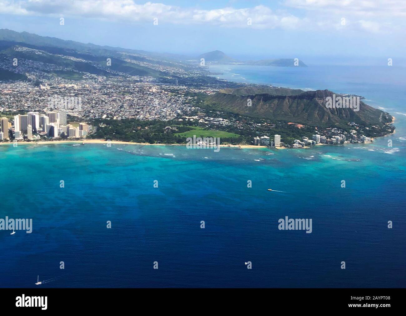 Aerial view of Honolulu, Hawaii Stock Photo