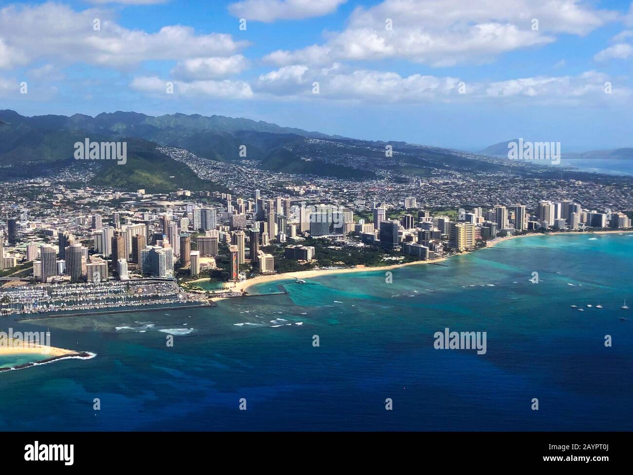 Aerial view of Honolulu, Hawaii Stock Photo