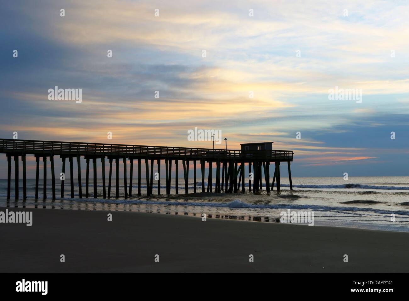 Avalon Fishing Club Pier at dawn in Avalon, New Jersey USA Stock Photo