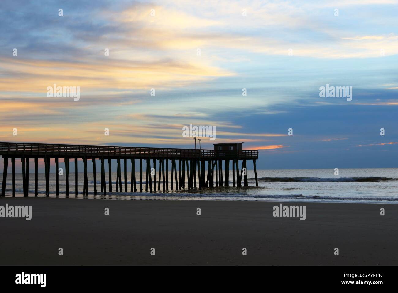 Avalon Fishing Club Pier at dawn in Avalon, New Jersey USA Stock Photo