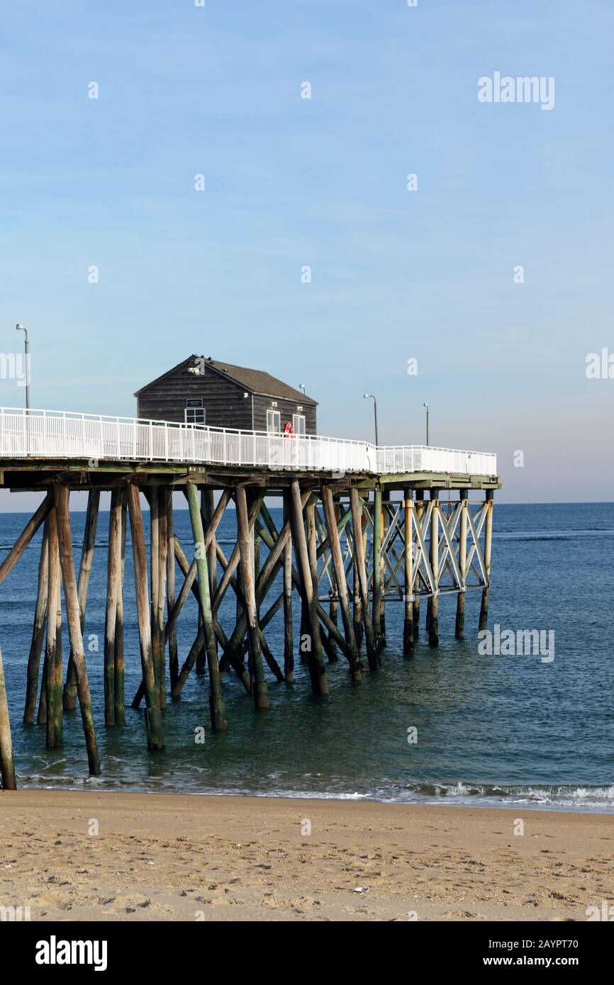 Belmar Fishing Club Pier in Belmar, New Jersey, USA Stock Photo