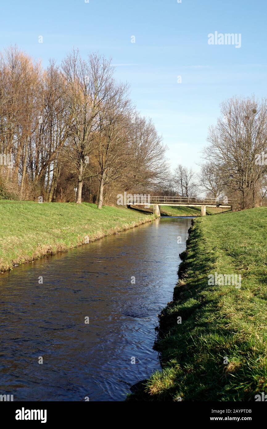 begradigte Erft bei Euskirchen, Nordrhein-Westfalen, Deutschland Stock Photo