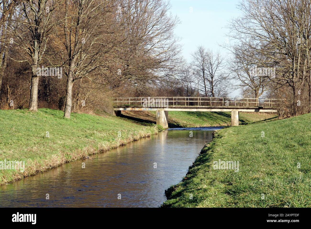 begradigte Erft bei Euskirchen, Nordrhein-Westfalen, Deutschland Stock Photo