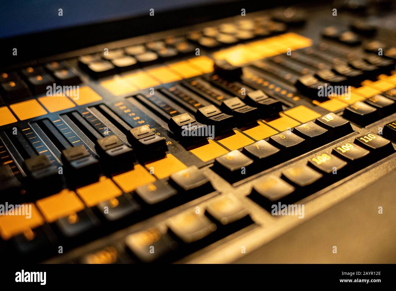 Sound mixer control board with volume controls Stock Photo Alamy