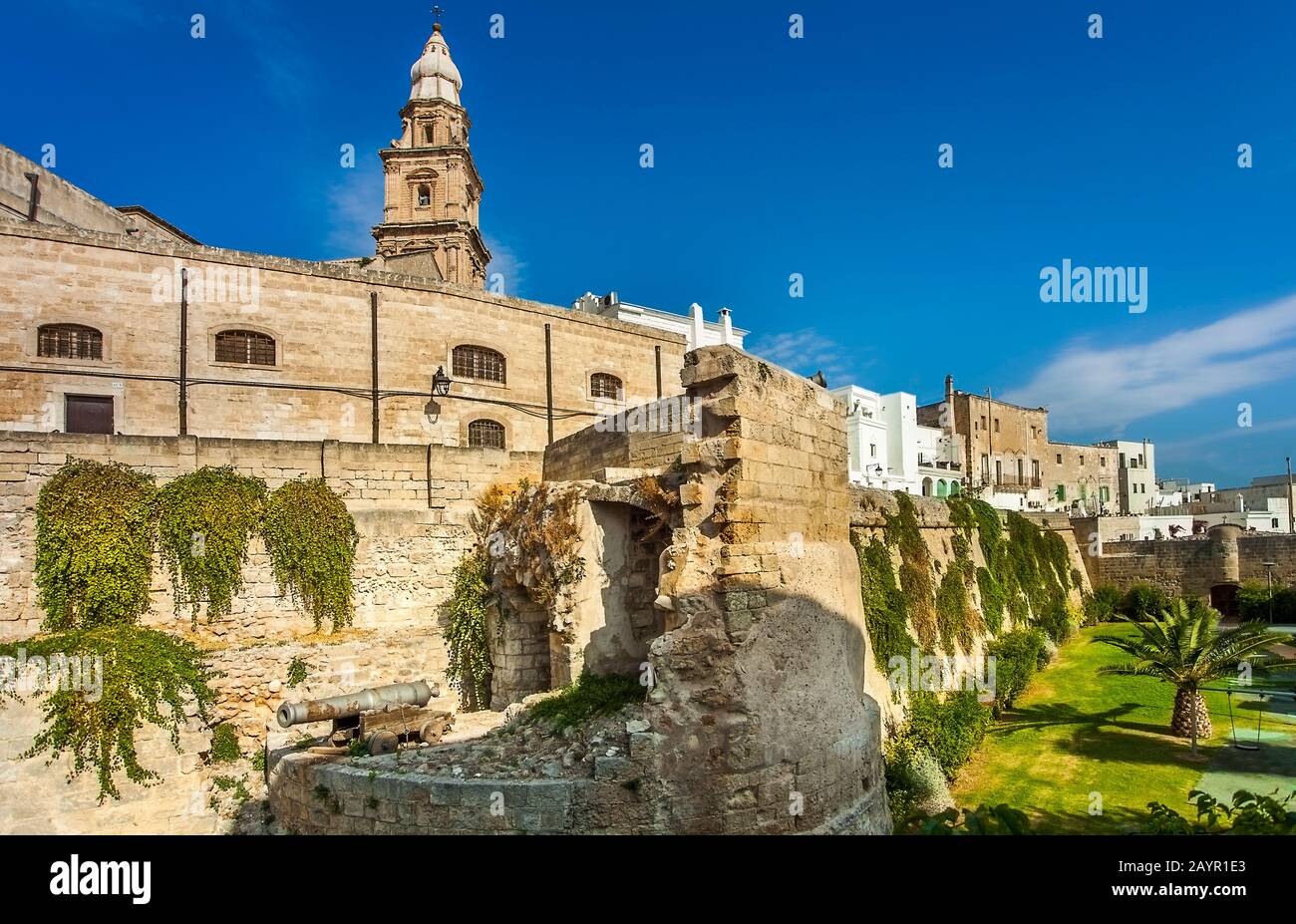 The historic city wall Il Bastione del Molino from Monopoli Apulia Italy Stock Photo