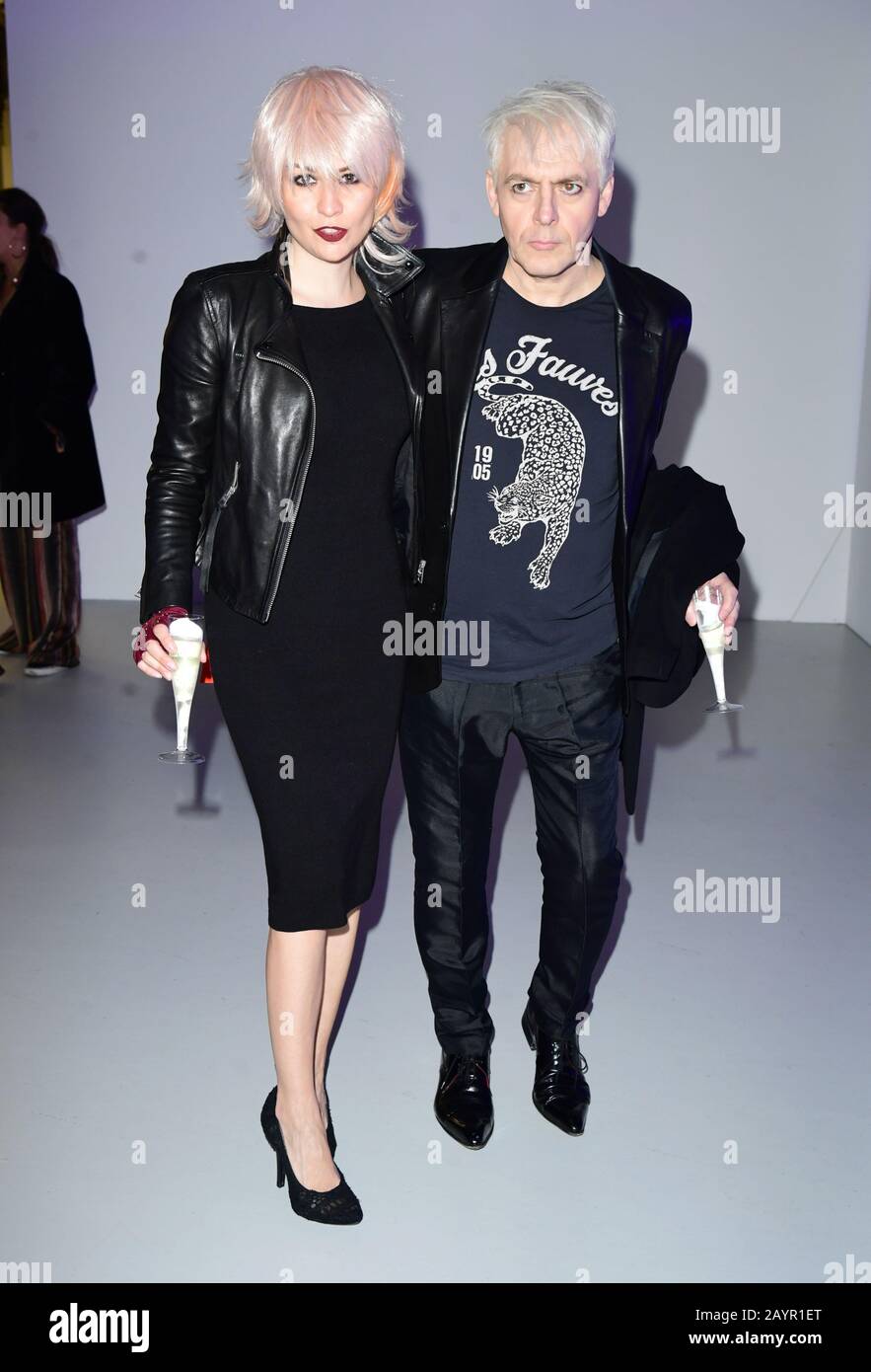 Nefer Suvio and Nick Rhodes on the front row of the Pam Hogg show