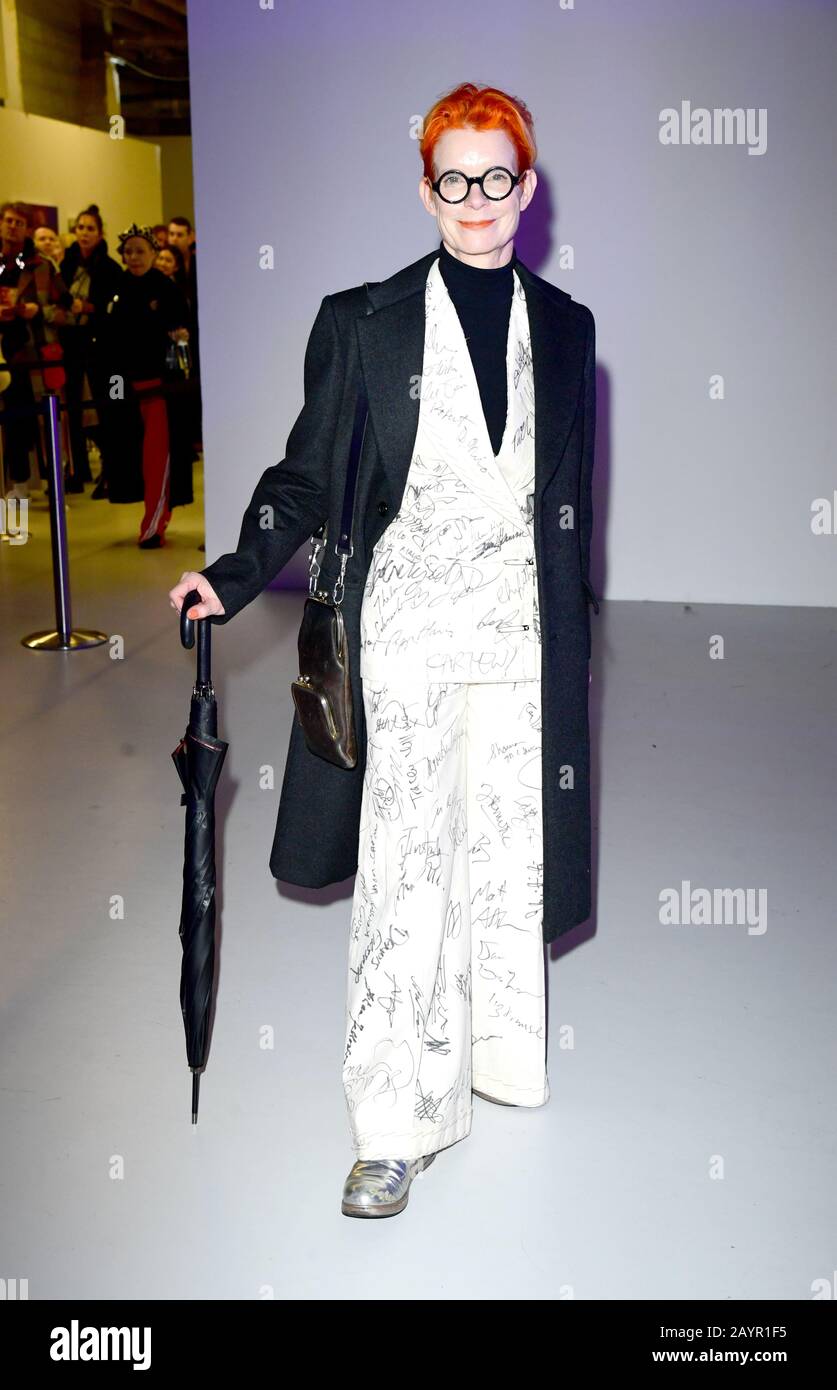 Sandy Powell on the front row of the Pam Hogg show during London Fashion Week February 2020 at Victoria House in London. Stock Photo