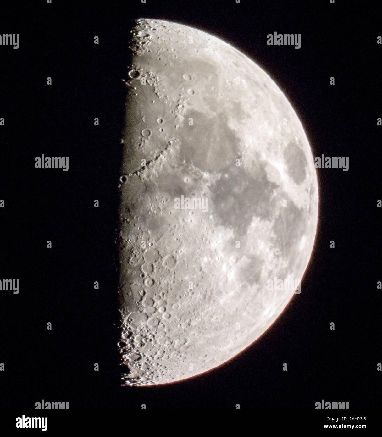 moon waxing quarter, Germany, Hamburg Stock Photo