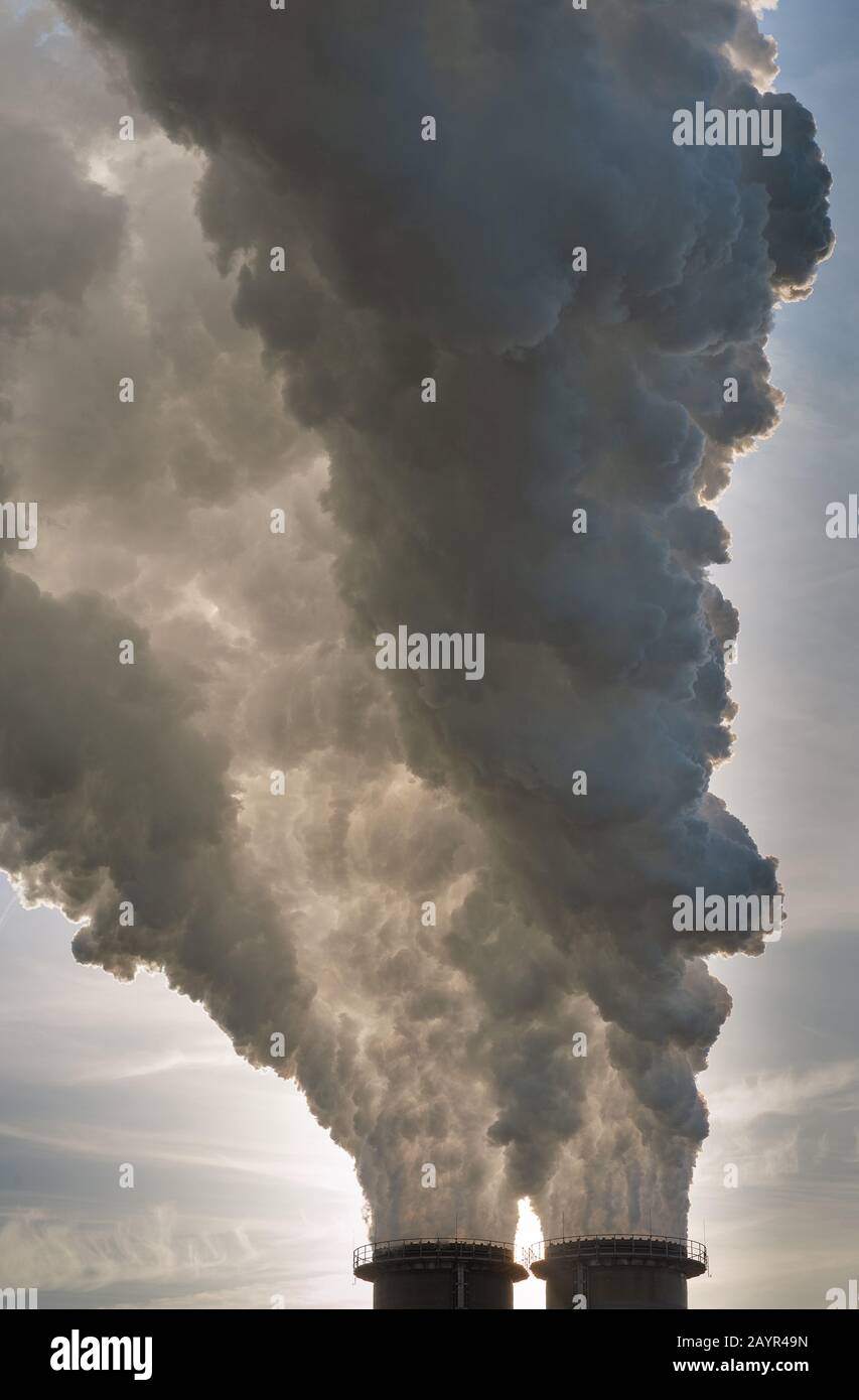 plumes of Moorburg power station, Germany, Hamburg, Moorburg Stock Photo