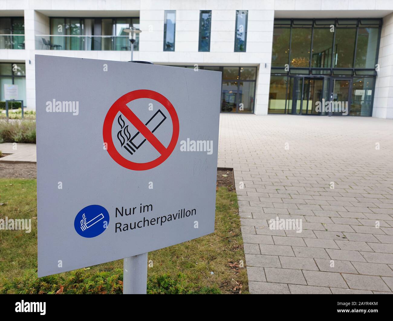 sign smoking 'nur im Raucherpavillon', only in the smoking pavilion, Germany Stock Photo
