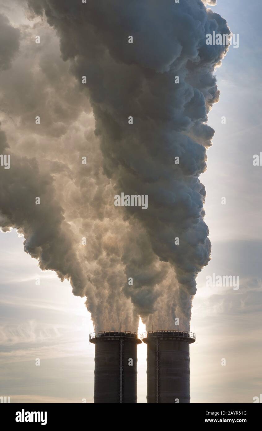 plumes of Moorburg power station, Germany, Hamburg, Moorburg Stock Photo