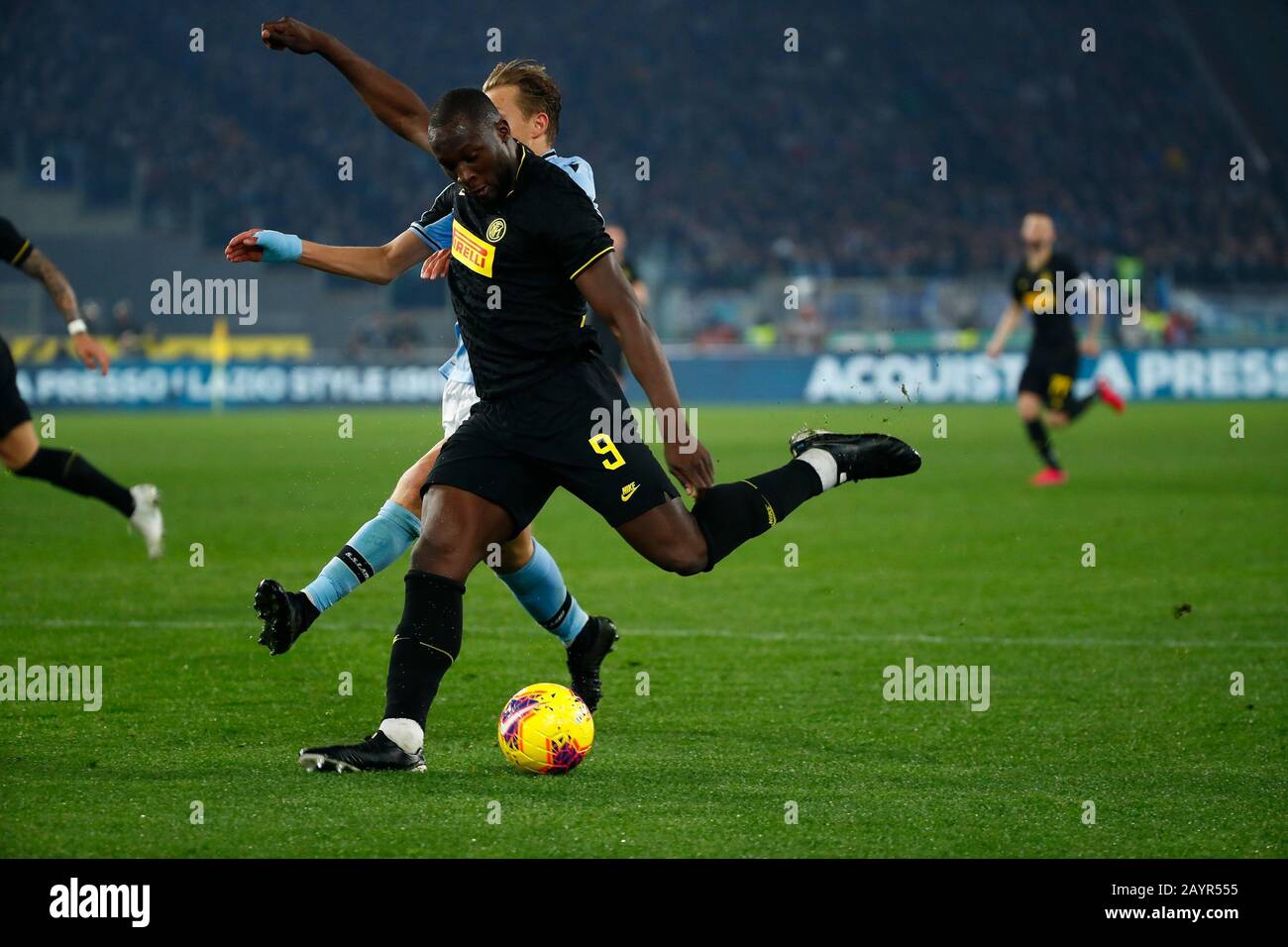 Rome, Italy. 16th Feb, 2020. Romelu Lukaku of Inter in action during the Italian Serie A soccer match between SS Lazio and Inter Milan at Olimpico stadium Credit: Ciro De Luca/ZUMA Wire/Alamy Live News Stock Photo