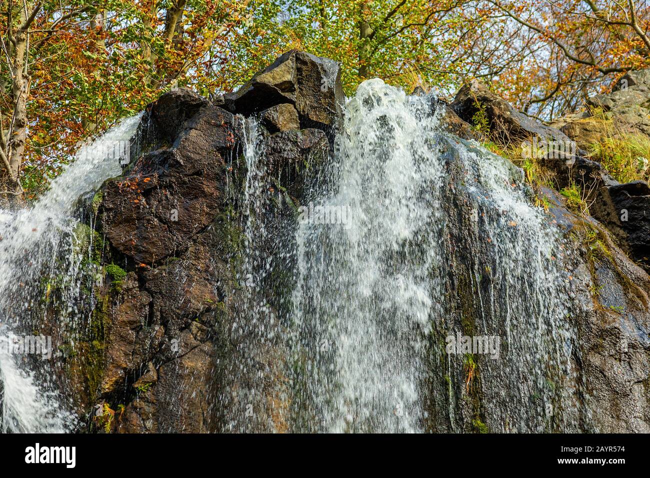 Radau waterfall in autumn, Germany, Lower Saxony, Harz National Park, Bad Harzburg Stock Photo