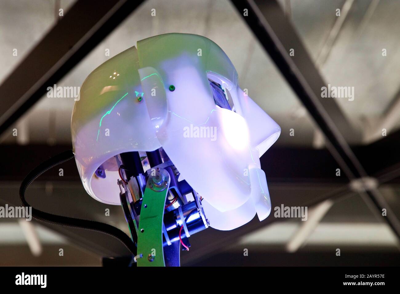 head of humanoid robot RoboThespian Stock Photo