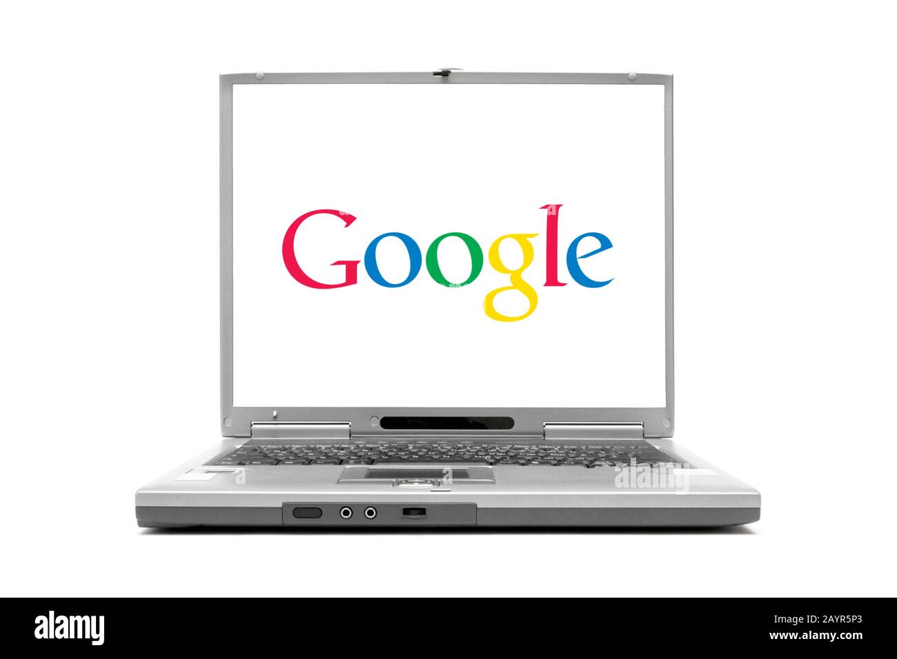 laptop showing Google Logo on the display Stock Photo