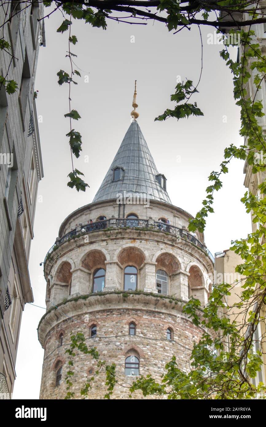 View of the Galata Tower from ancient times in Istanbul Stock Photo Alamy