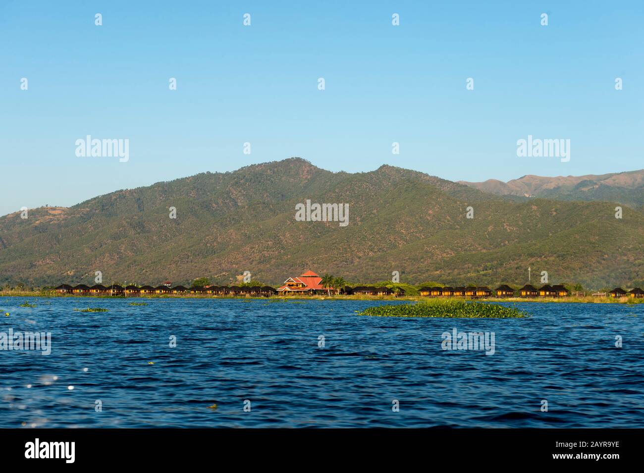 View of a resort on Inle Lake in Myanmar Stock Photo - Alamy