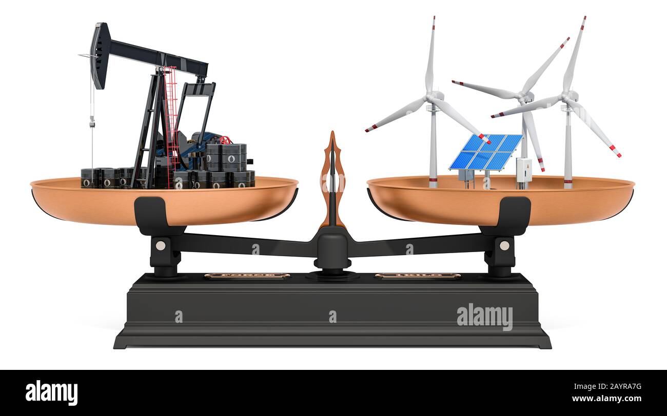 Oil production or renewable energy resource. 3D rendering isolated on white background Stock