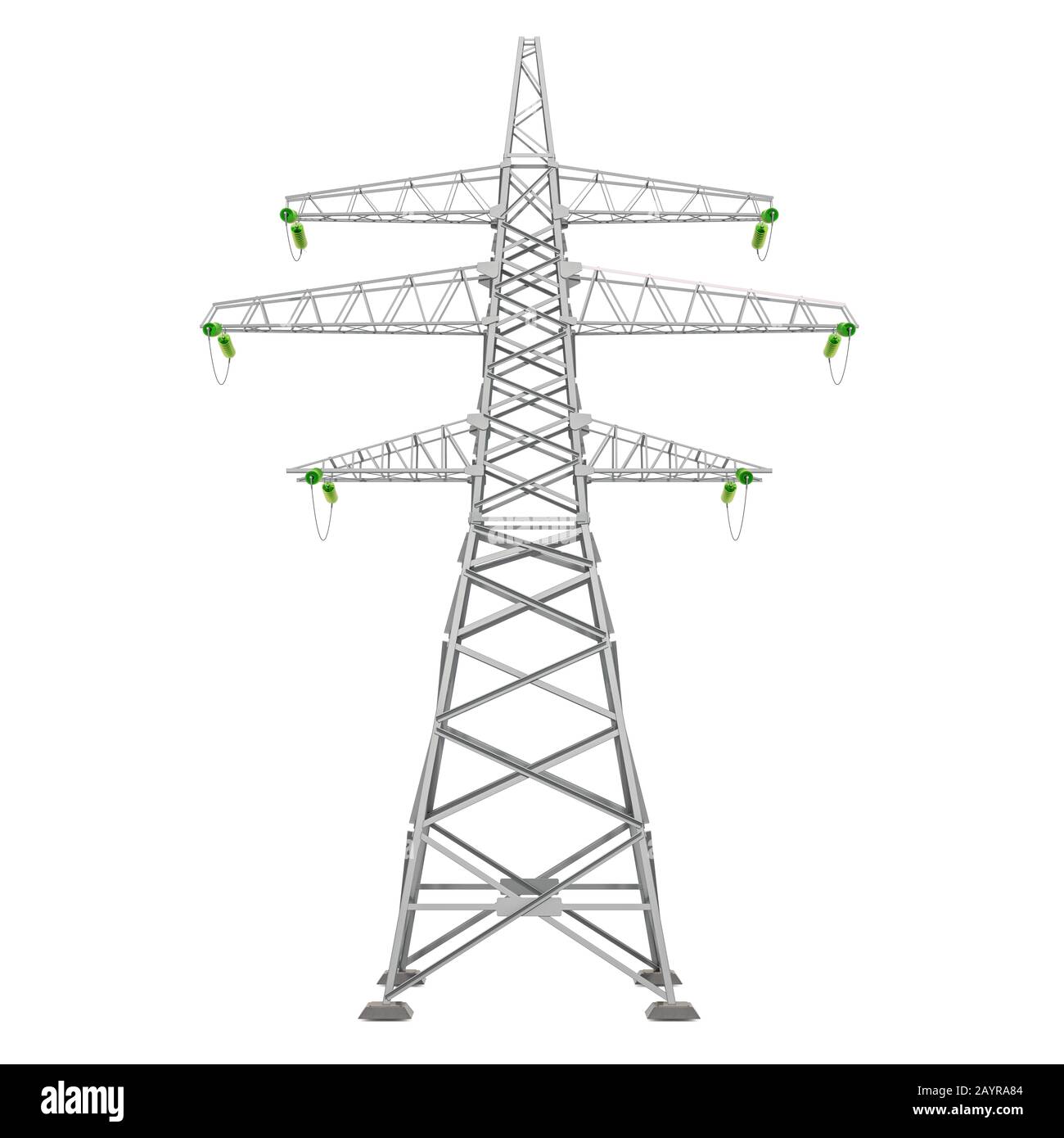 Transmission tower, power tower. 3D rendering isolated on white background Stock Photo
