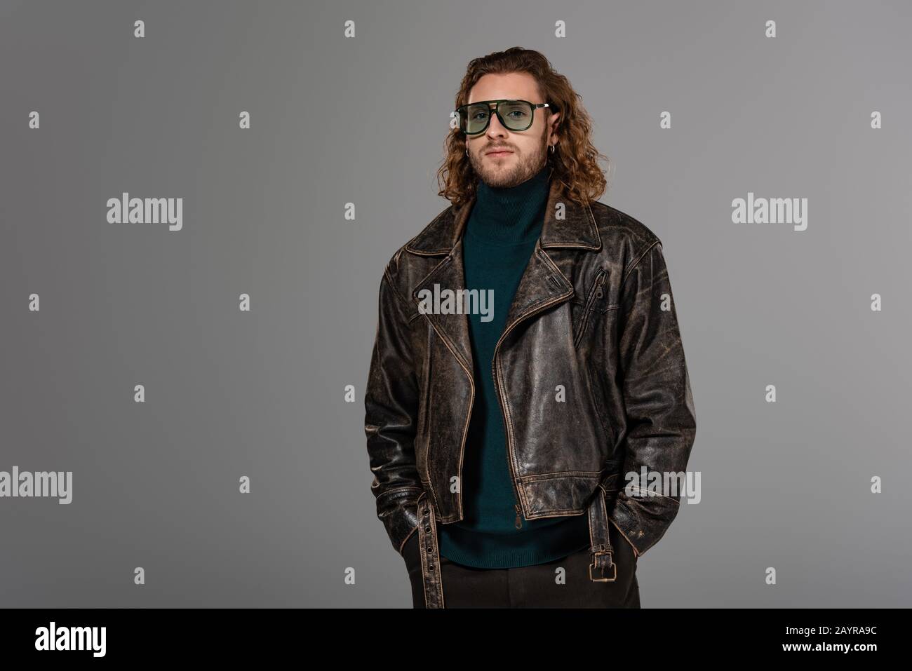 Handsome man in leather jacket hi-res stock photography and images - Alamy