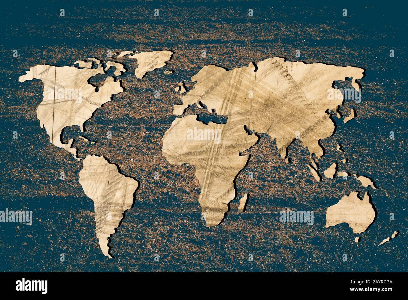 Roughly outlined world map with white background Stock Photo