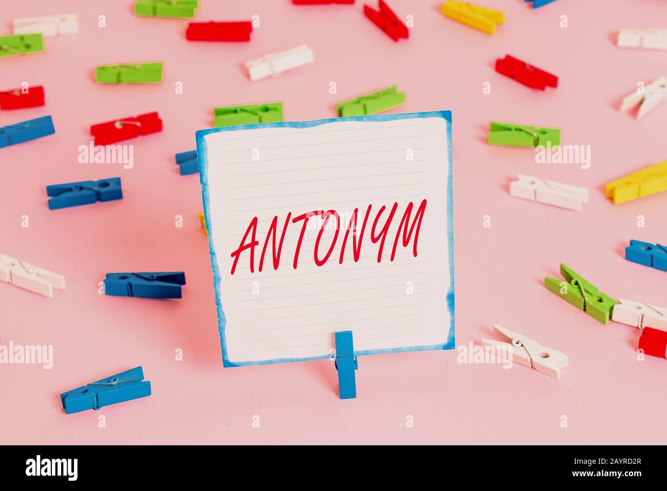 Conceptual hand writing showing Antonym. Concept meaning word or phrase