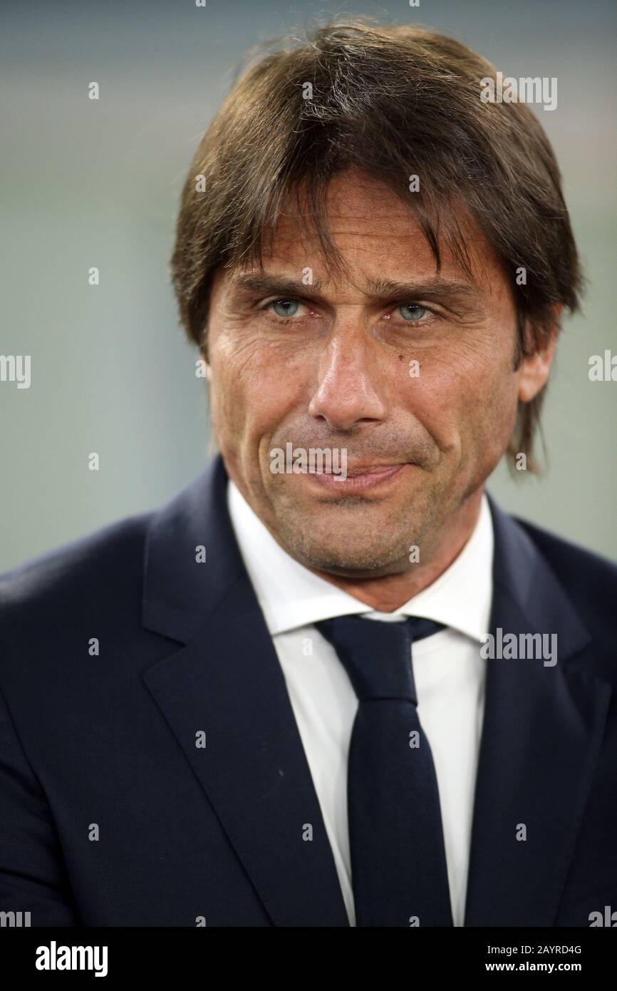 Rome, Italy. 17th Feb, 2020. Rome, Italy - 16.02.2020: Antonio Conte (coach F.c. Inter) during the Italian Serie A soccer match 24 between Ss Lazio vs FC Inter Milan, at Olympic Stadium in Rome. Credit: Independent Photo Agency/Alamy Live News Stock Photo