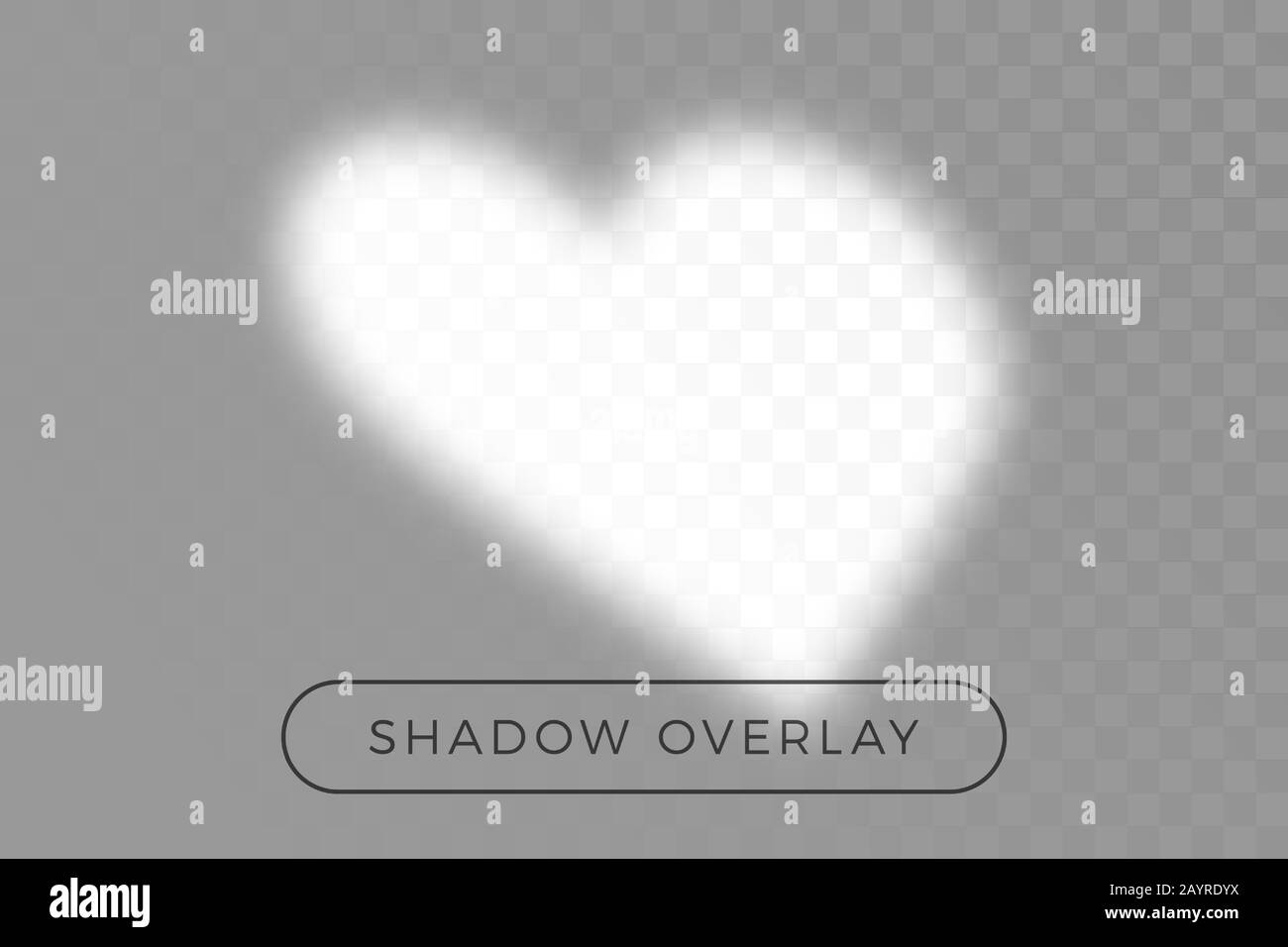 Shadow of heart overlay effects for mockup. Photorealistic vector