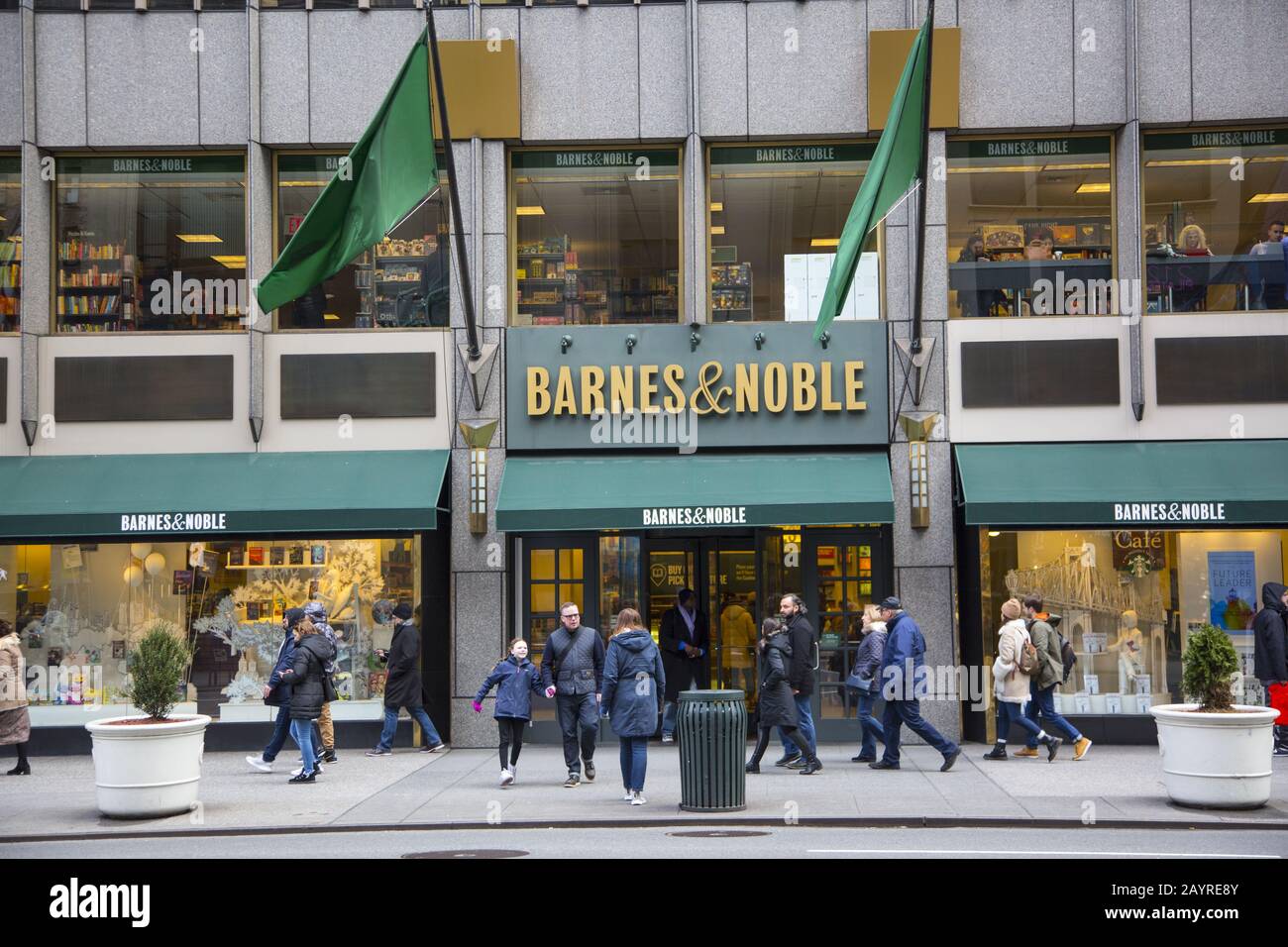 People Walk By The Barnes Noble Bookstore On 5th Avenue At 46th People Walk By The Barnes Noble Bookstore On 5th Avenue At 46th