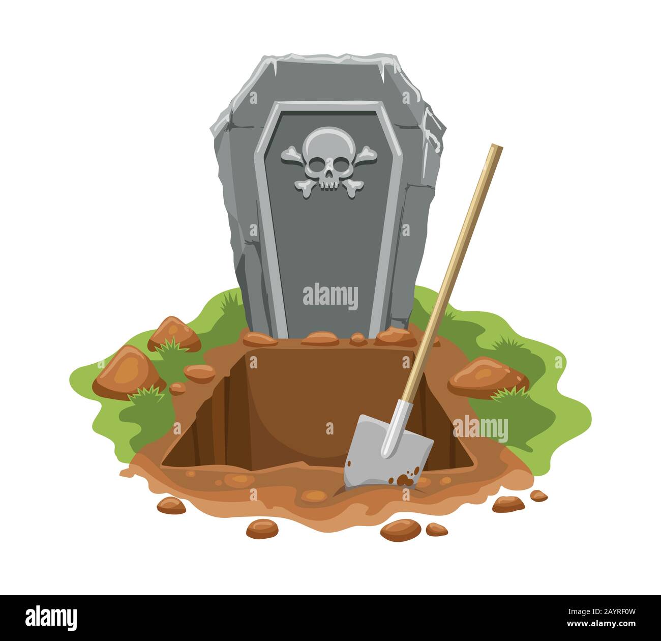 Cemetery digged grave hole Stock Vector