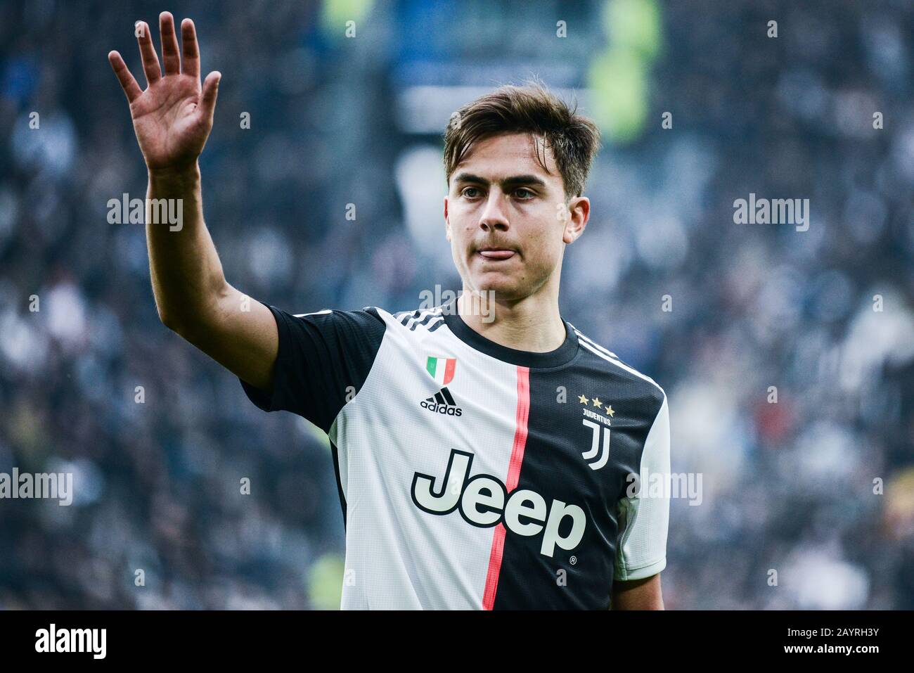 Turin, Italy. 16th Feb, 2020. Paulo Dybala of Juventus FC in action during  the Serie A football match between Juventus FC and Brescia Calcio. Juventus  FC won 2-0 over Brescia Calcio, at