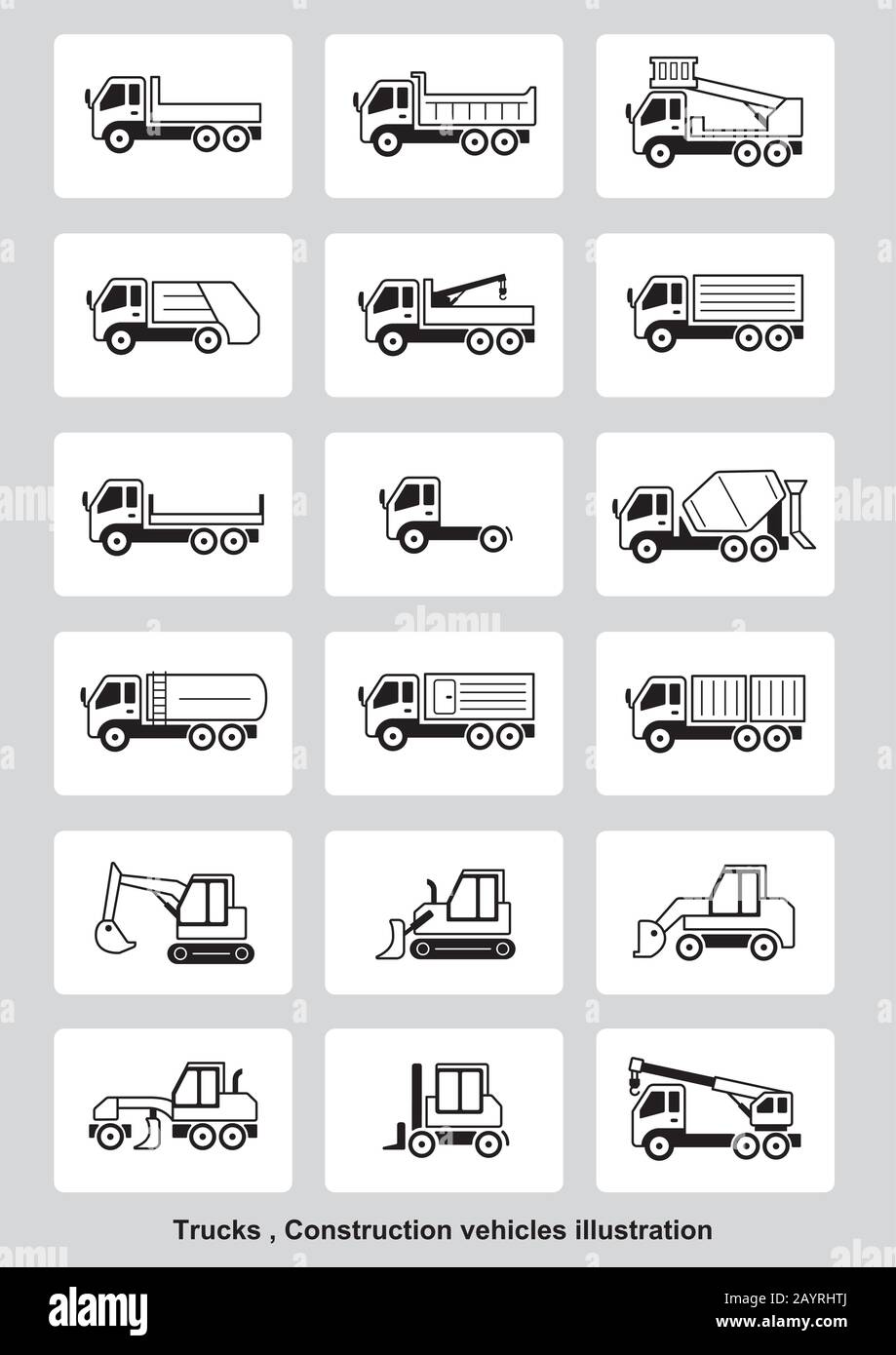 trucks , construction vehicles illustration Stock Vector