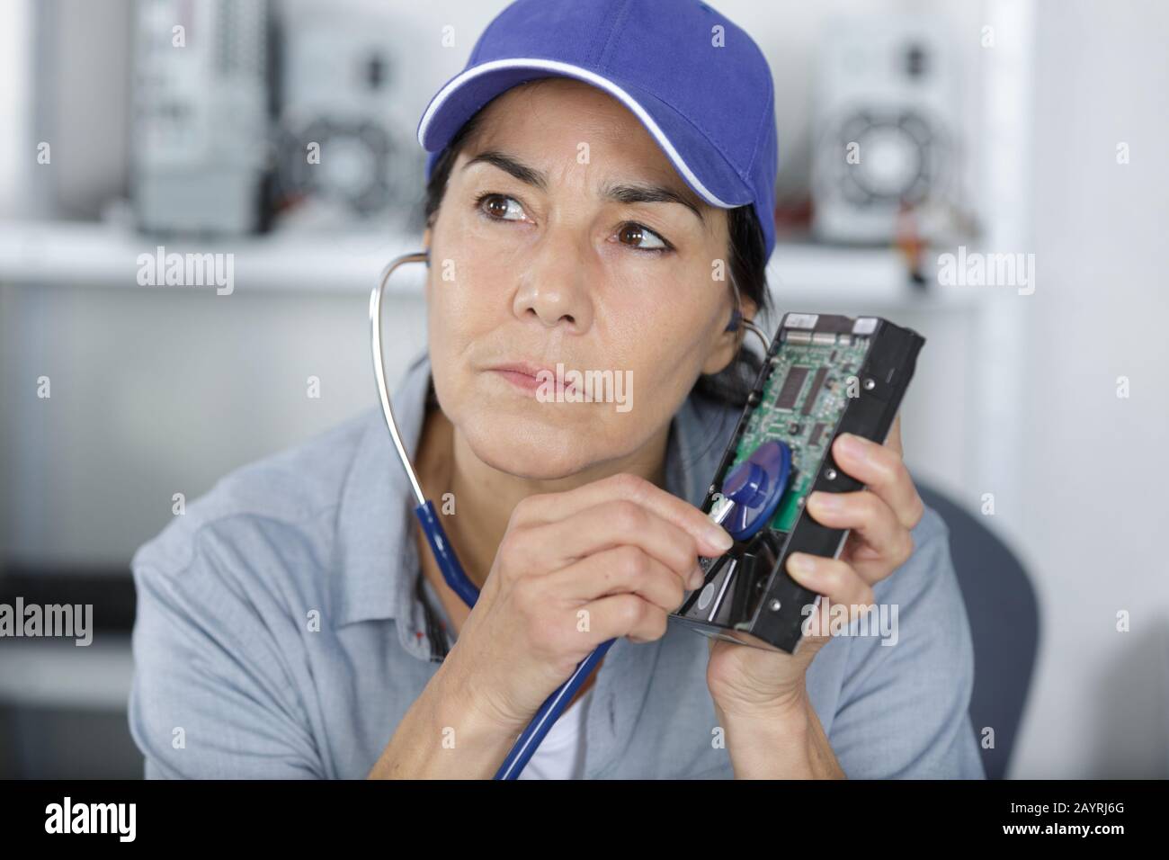 taking care of a computer hard drive Stock Photo Alamy