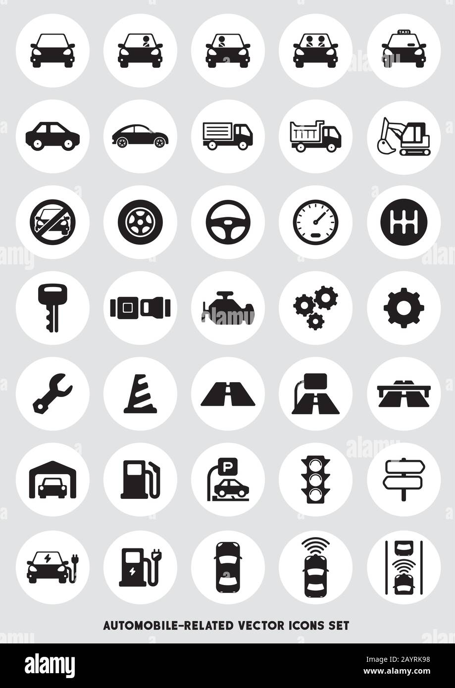 car-related icon illustration set Stock Vector