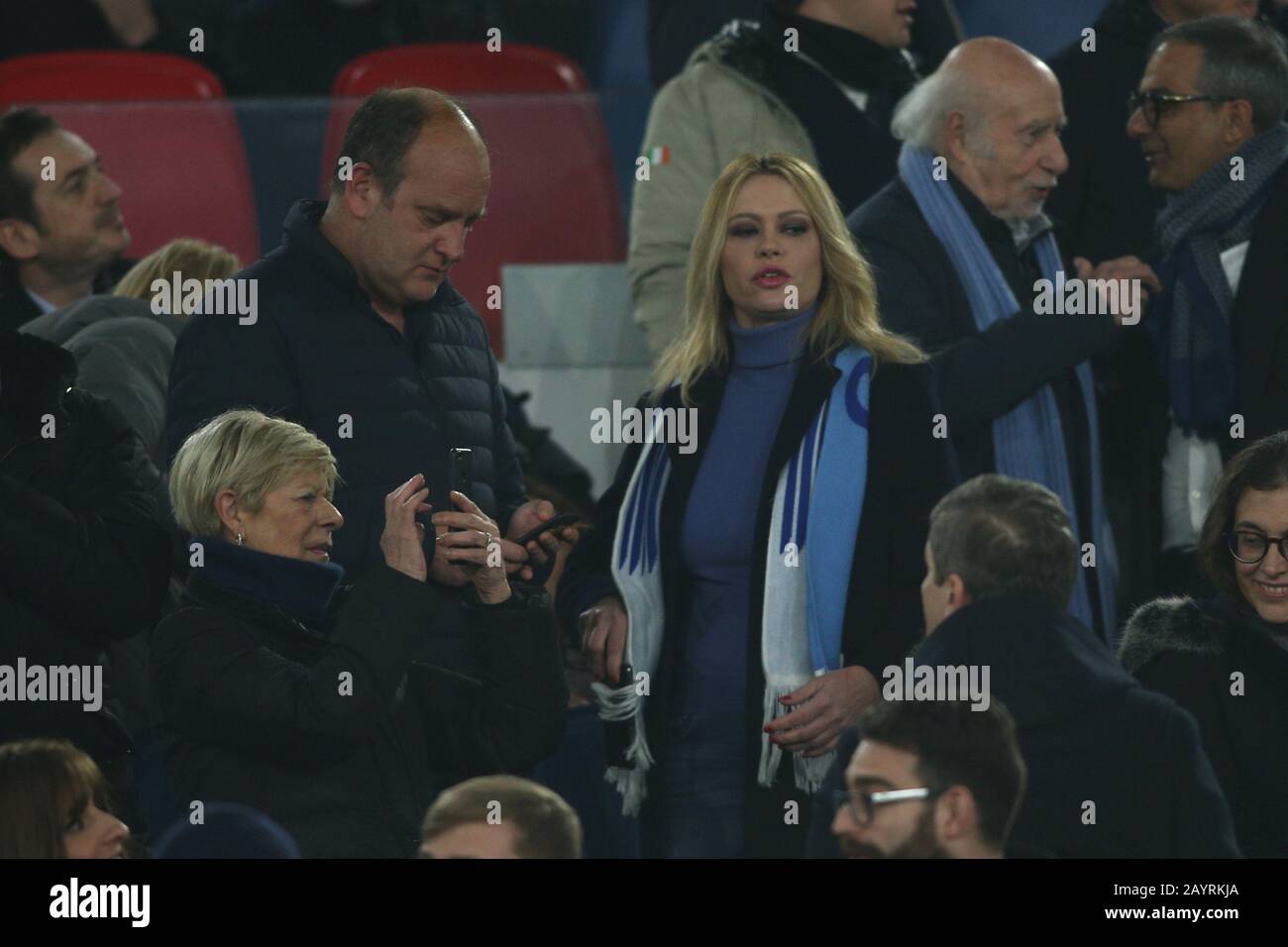 Rome, Italy. 17th Feb, 2020. Rome, Italy - 16.02.2020: Anna Falchi sulle  tribune dello stadio olimpico di Roma per assistere alla partita di calcio  Lazio Inter Credit: Independent Photo Agency/Alamy Live News