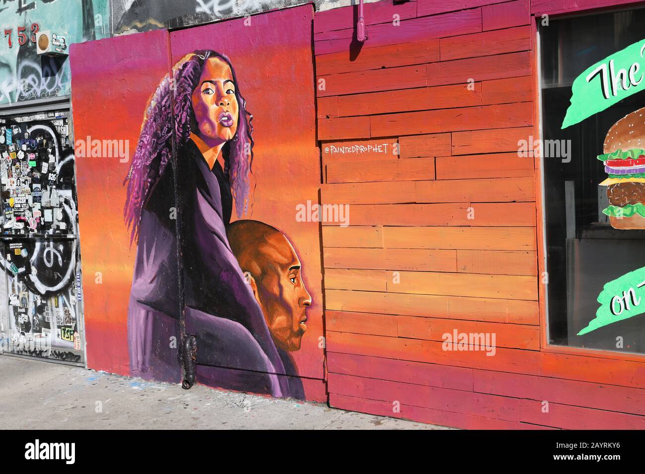 Kobe and Gigi Bryants murals on Melrose ave, LA Stock Photo