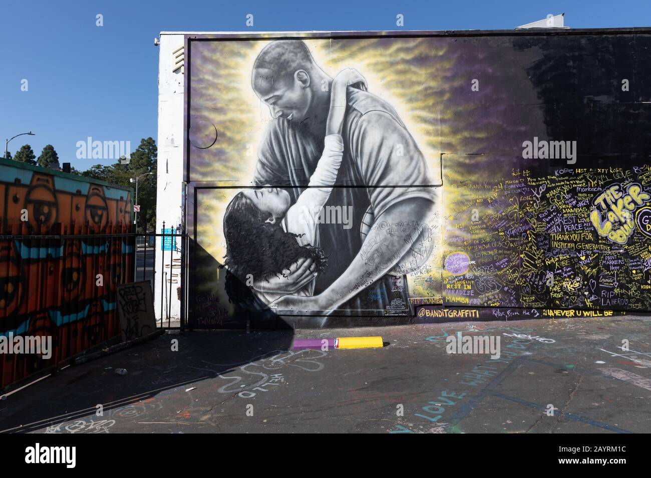 Kobe and Gigi Bryants murals on Melrose ave, LA Stock Photo