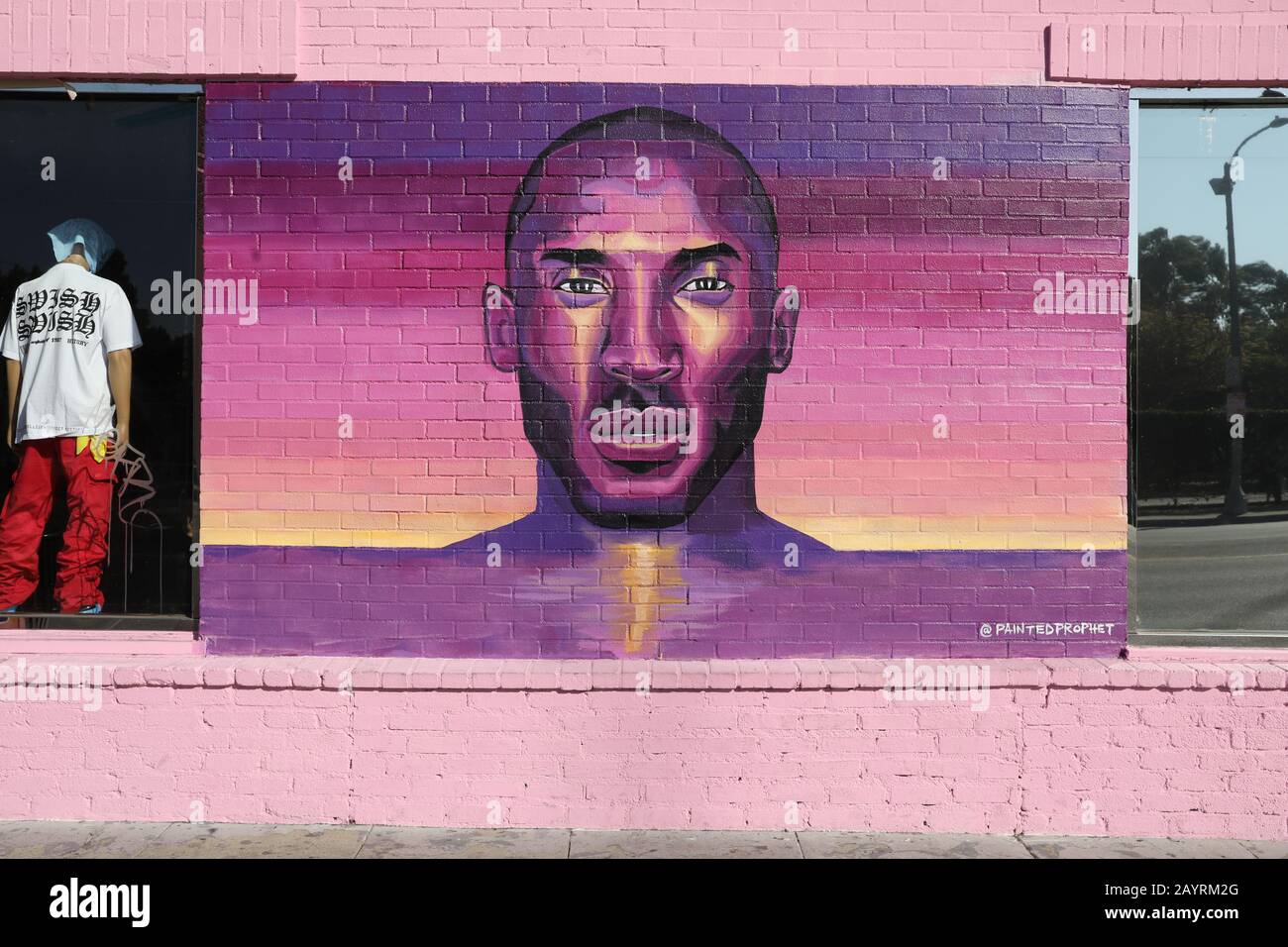 Kobe Bryant's portrait wall art on Melrose ave, LA Stock Photo Alamy