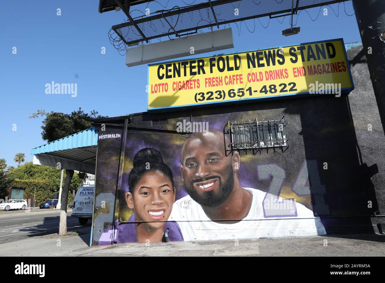 Kobe and Gigi Bryants murals on Melrose ave, LA Stock Photo